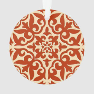 Moroccan tile - coral orange and peach ornament