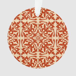 Moroccan tile - coral orange and peach ornament