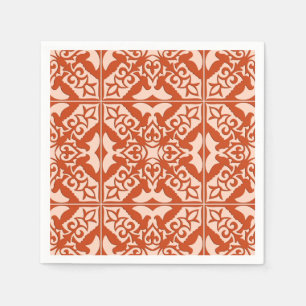 Moroccan tile - coral orange and peach paper napkins