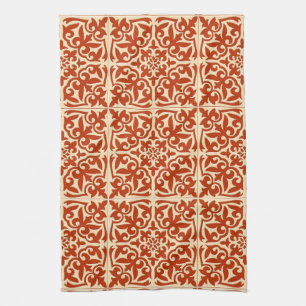Moroccan tile - coral orange and peach towel