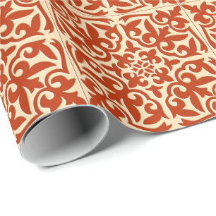Moroccan tile - coral orange and peach wrapping paper