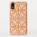 Moroccan tile - coral orange and white iPhone XR case<br><div class="desc">Moroccan inspired tile pattern with a polished,  ceramic look - soft coral orange with a white background</div>