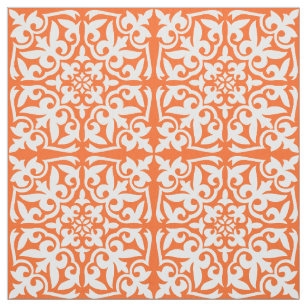 Orange White Moroccan Fabric Zazzle Moroccan Tile C Orange And White Fabric