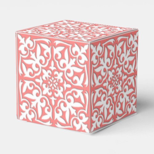 Moroccan tile _ coral pink and white favor boxes