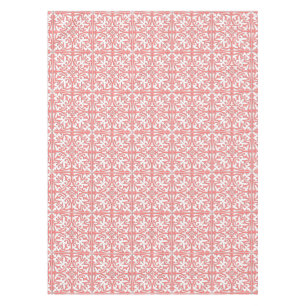 Moroccan tile - coral pink and white tablecloth