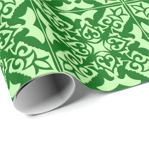 Moroccan tile - dark pine green wrapping paper