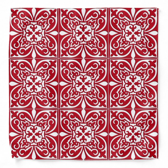 Moroccan tile - dark red and white bandana (Front)