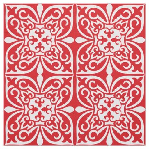 Moroccan tile - dark red and white fabric