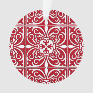 Moroccan tile - dark red and white ornament