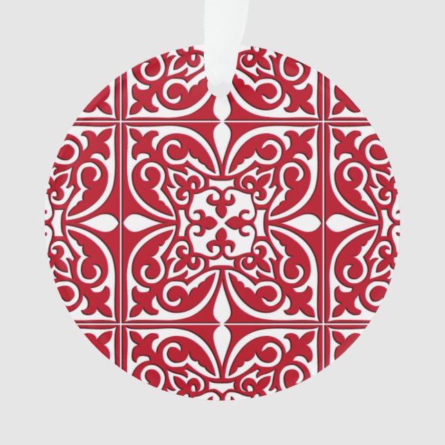 Moroccan tile - dark red and white ornament (Front)