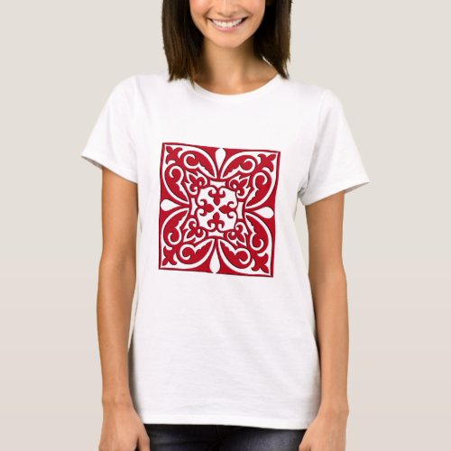 Moroccan tile _ dark red and white T_Shirt