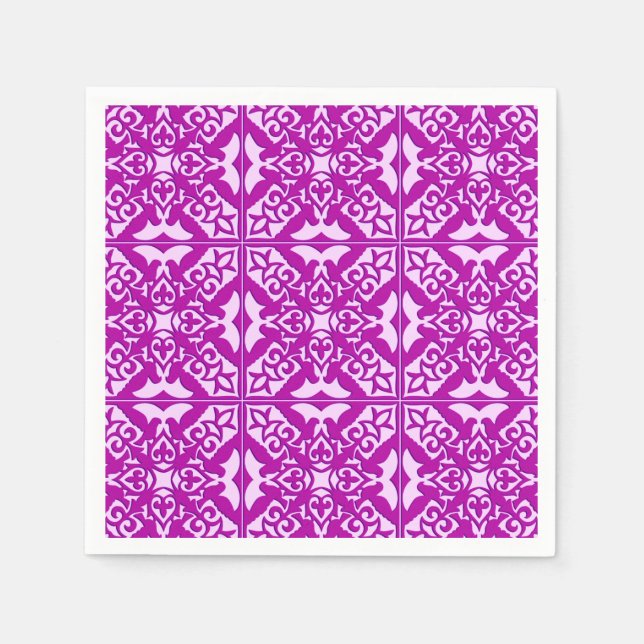 Moroccan tile - deep orchid and pink paper napkins (Front)