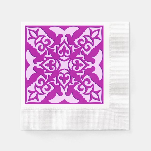 Moroccan tile - deep orchid and pink paper napkins (Front)