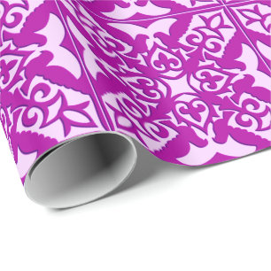 Moroccan tile - deep orchid and pink wrapping paper