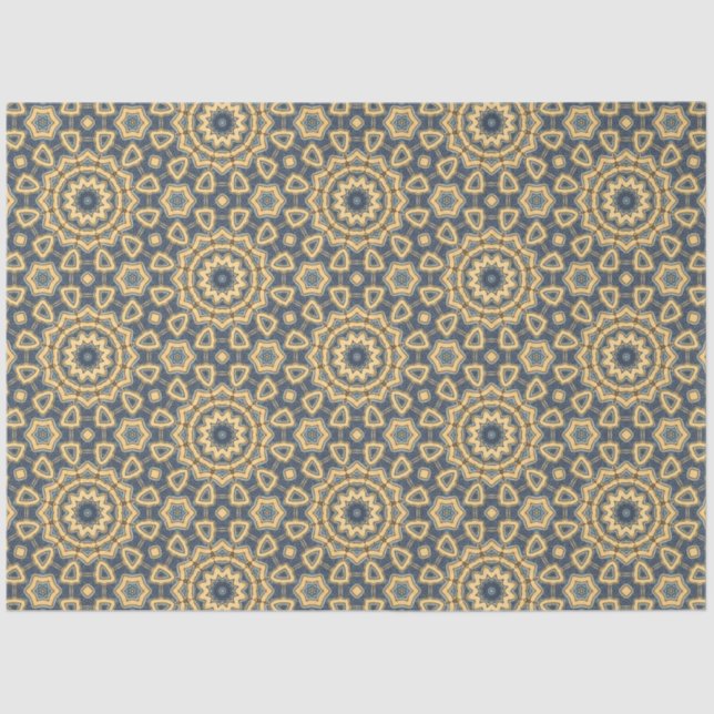 Moroccan tile design in blues and yellows  tissue paper (Front)