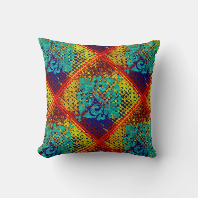 Moroccan Tile Diagonal Throw Pillow (Front)