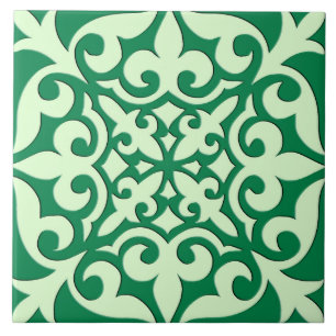 Moroccan tile - emerald and light green