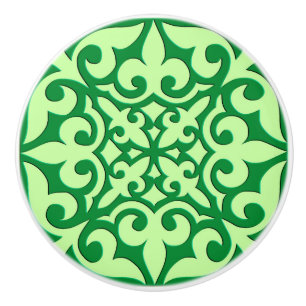 Moroccan tile - emerald and light green ceramic knob