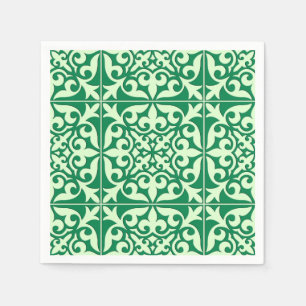 Moroccan tile - emerald and light green napkins