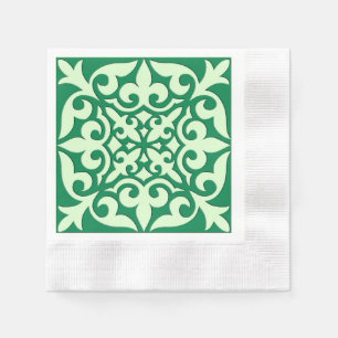 Moroccan tile - emerald and light green paper napkins