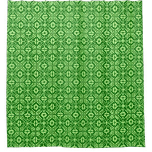 Moroccan Tile, Emerald Green and Light Green Shower Curtain