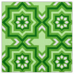 Moroccan Tile, Emerald, Lime Green and White Fabric