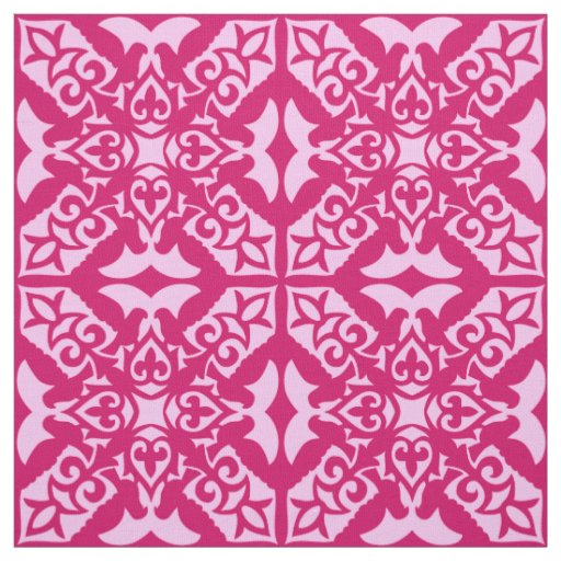 Moroccan tile - fuchsia and pale pink fabric