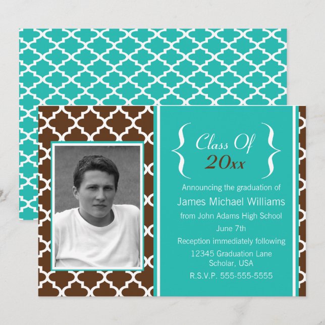 Moroccan Tile Graduation Photo Announcement (Front/Back)