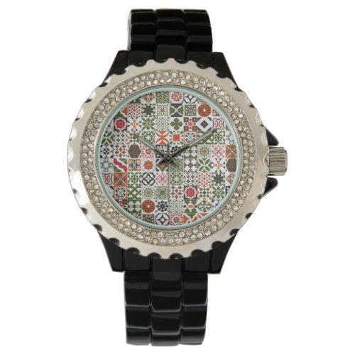 Moroccan tile _ greenblackred watch