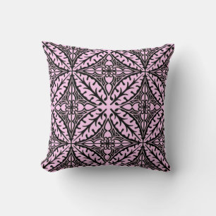 Moroccan tile - ice pink and black throw pillow