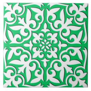 Moroccan tile - jade green and white