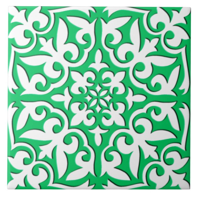 Moroccan tile - jade green and white (Front)
