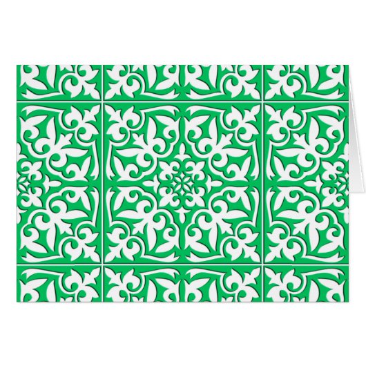 Moroccan tile - jade green and white cards (Front Horizontal)