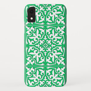 Moroccan tile - jade green and white iPhone XR case