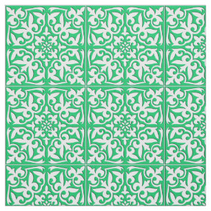 Moroccan tile - jade green and white fabric