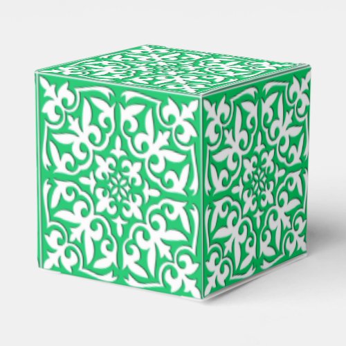 Moroccan tile _ jade green and white favor boxes