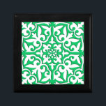 Moroccan tile - jade green and white keepsake box<br><div class="desc">Moroccan inspired tile pattern with a polished,  ceramic look - jade green with a white background</div>