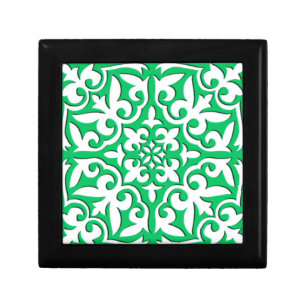 Moroccan tile - jade green and white keepsake box