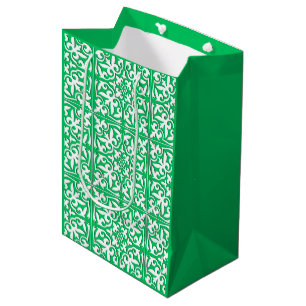 Moroccan tile - jade green and white medium gift bag