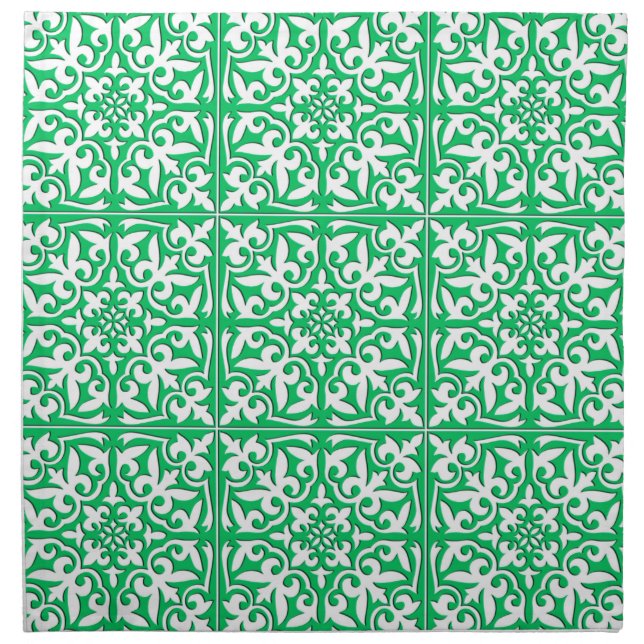 Moroccan tile - jade green and white napkin (Front)