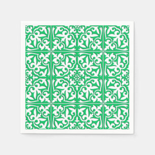 Moroccan tile - jade green and white napkins
