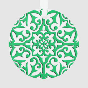 Moroccan tile - jade green and white ornament