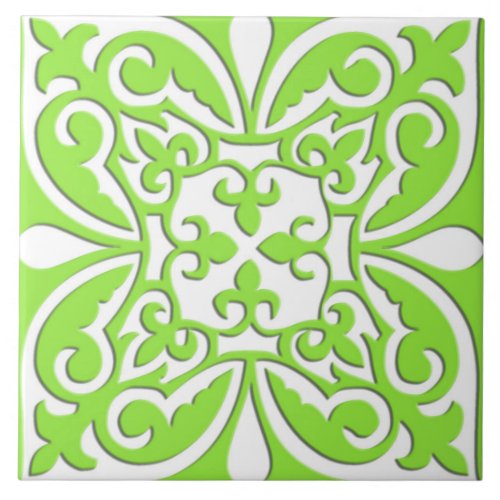 Moroccan tile _ lime green and white
