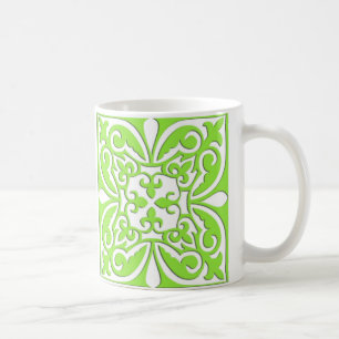 Moroccan tile - lime green and white coffee mug