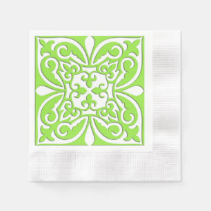 Moroccan tile - lime green and white napkins