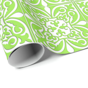 Moroccan tile - lime green and white wrapping paper