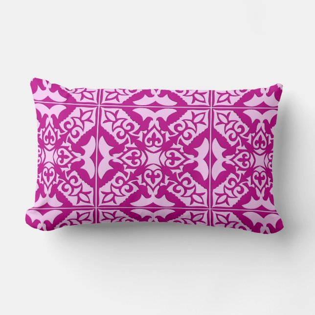 Moroccan tile - magenta and pink lumbar pillow (Front)