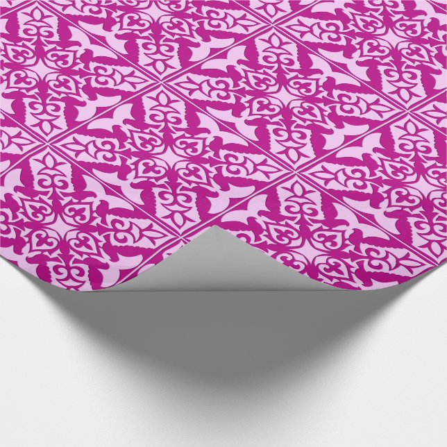 Moroccan tile - magenta and pink wrapping paper (Corner)