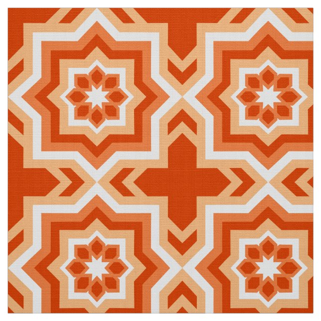 Moroccan Tile, Mandarin Orange and Light Orange Fabric (Swatch)