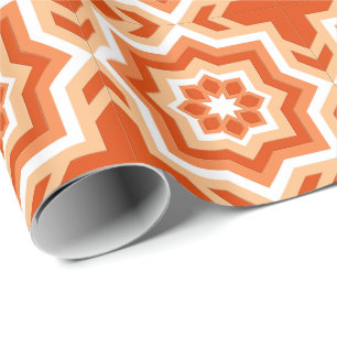 Moroccan Tile, Mandarin Orange and Light Orange Wrapping Paper
